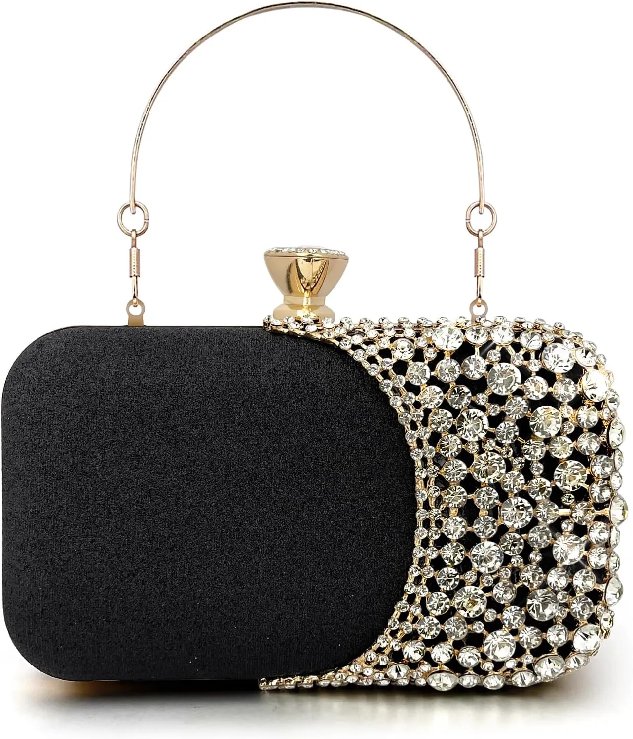 Women Clutch Bag Rhinestone Sequin Evening Bag Half-Moon Shape Crystal Wedding Cocktail Party Purse Sparkling purse