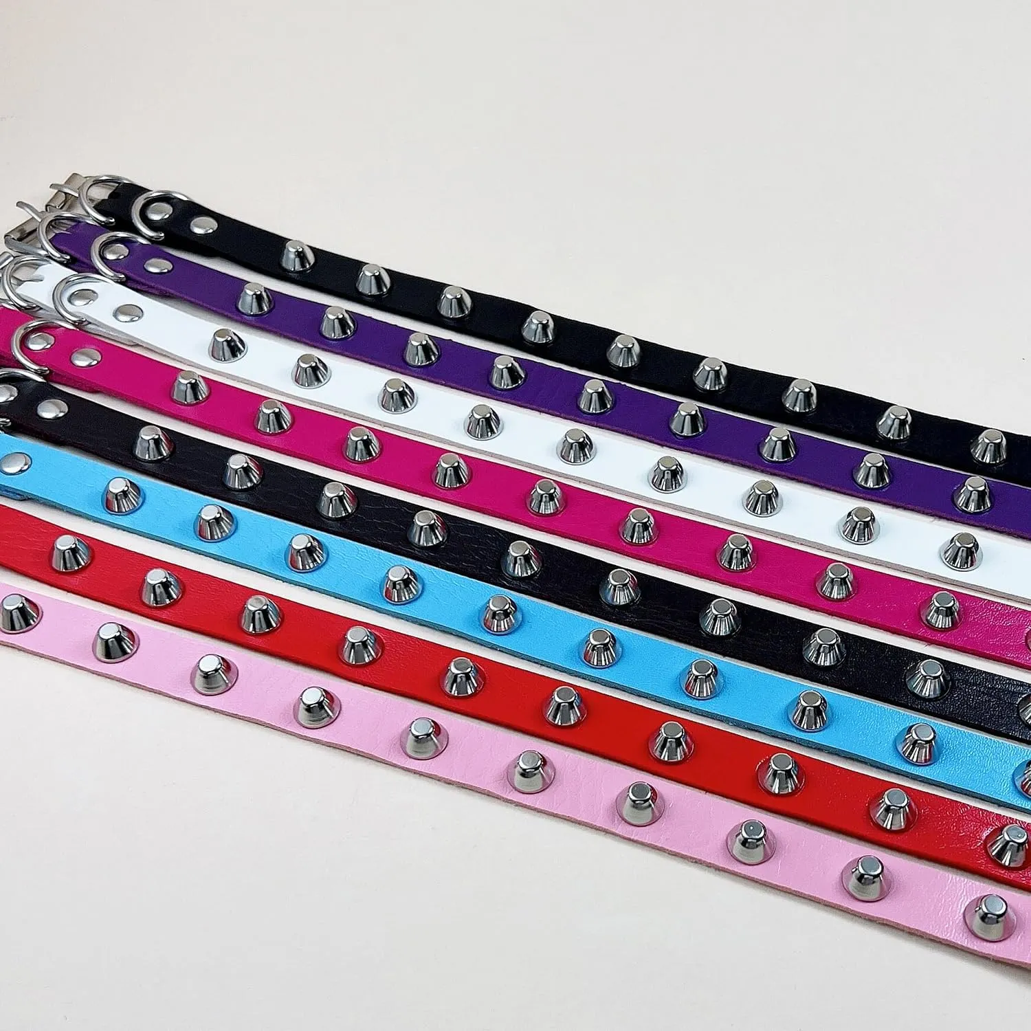 Women Cool Punk Goth Leather Choker Metal Spike Studded Link Collar Gothic Leather Necklace