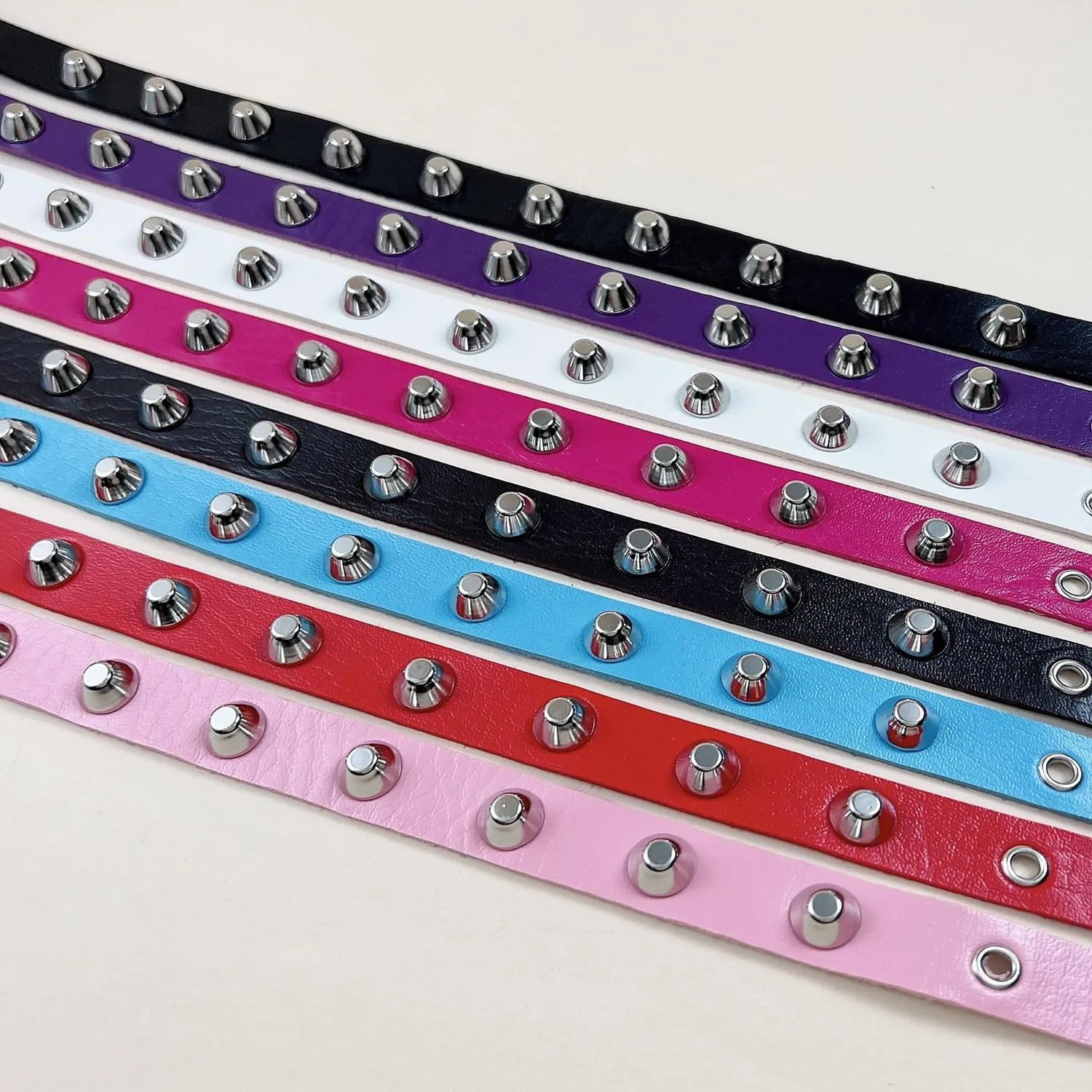 Women Cool Punk Goth Leather Choker Metal Spike Studded Link Collar Gothic Leather Necklace