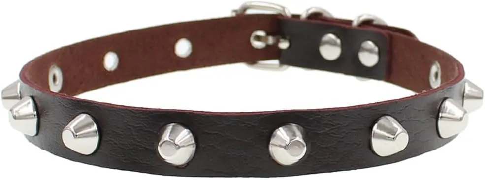 Women Cool Punk Goth Leather Choker Metal Spike Studded Link Collar Gothic Leather Necklace
