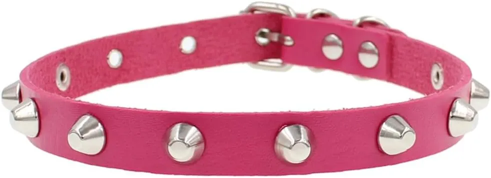 Women Cool Punk Goth Leather Choker Metal Spike Studded Link Collar Gothic Leather Necklace