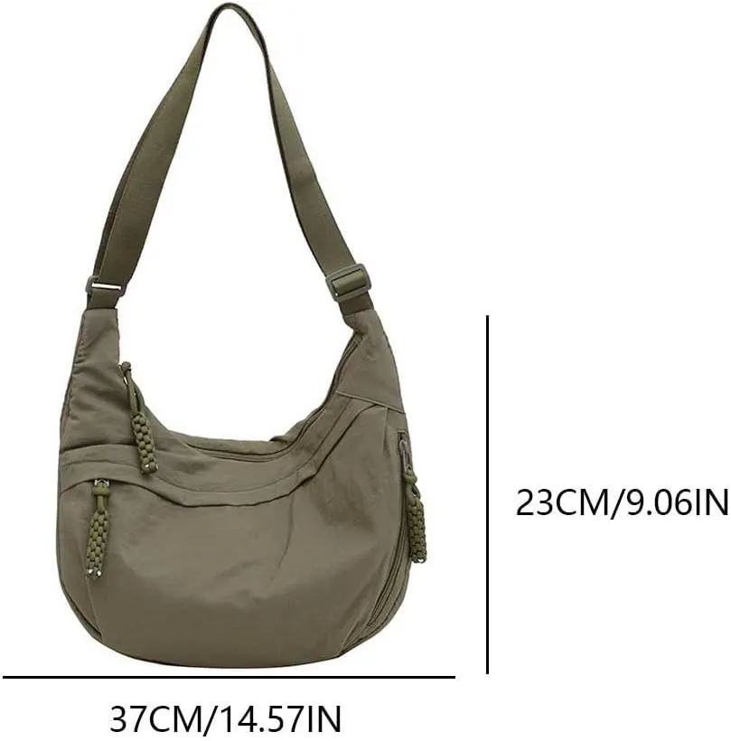 Women Crescent Crossbody Bag Large Capacity Dumpling Shoulder Bag Adjustable Strap Nylon Crossbody Bag Outdoor Daily