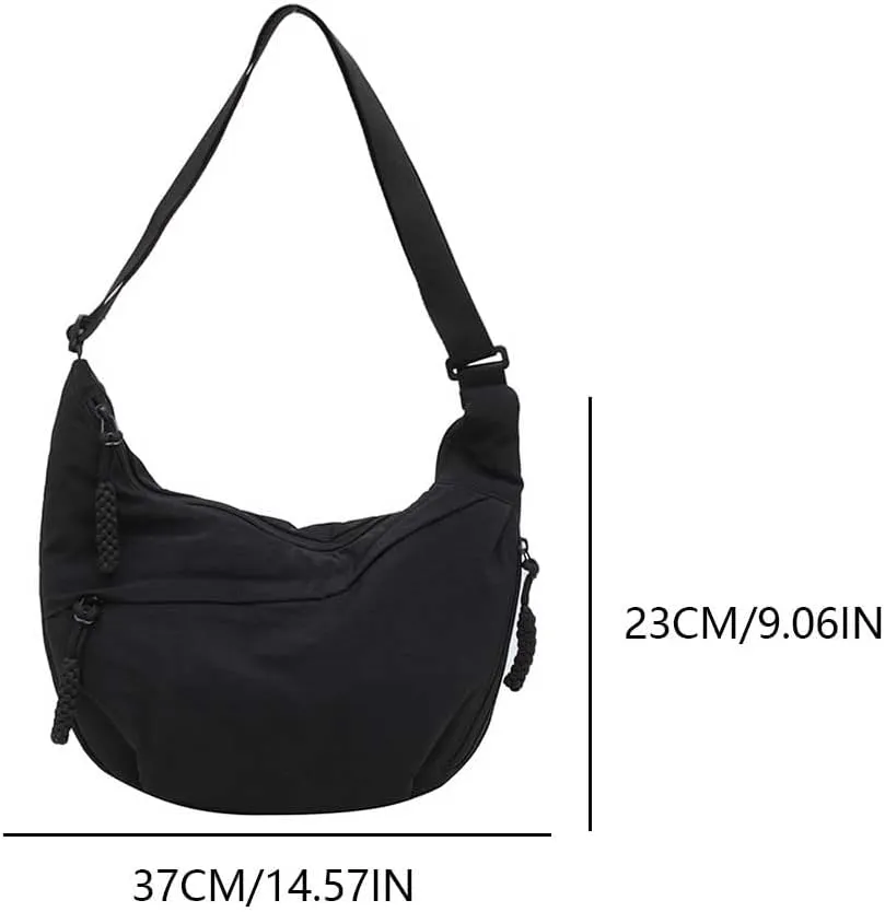 Women Crescent Crossbody Bag Large Capacity Dumpling Shoulder Bag Adjustable Strap Nylon Crossbody Bag Outdoor Daily