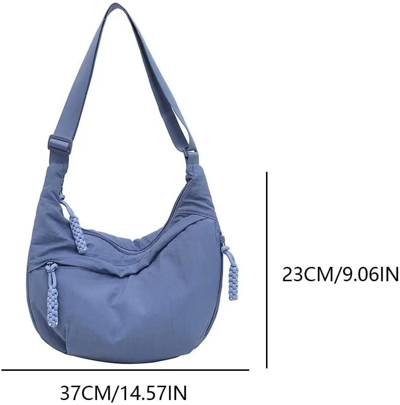 Women Crescent Crossbody Bag Large Capacity Dumpling Shoulder Bag Adjustable Strap Nylon Crossbody Bag Outdoor Daily