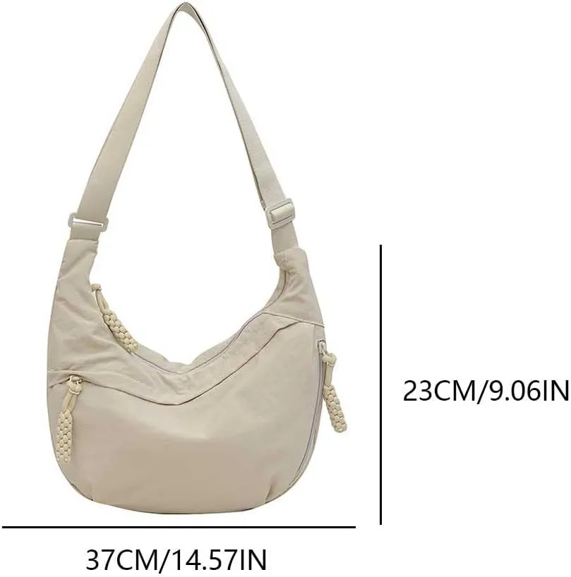 Women Crescent Crossbody Bag Large Capacity Dumpling Shoulder Bag Adjustable Strap Nylon Crossbody Bag Outdoor Daily