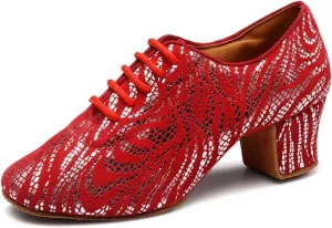 Women Latin Dance Shoes Ballroom Lace-up Practice Social Dance Modern Salsa Dancing Shoes