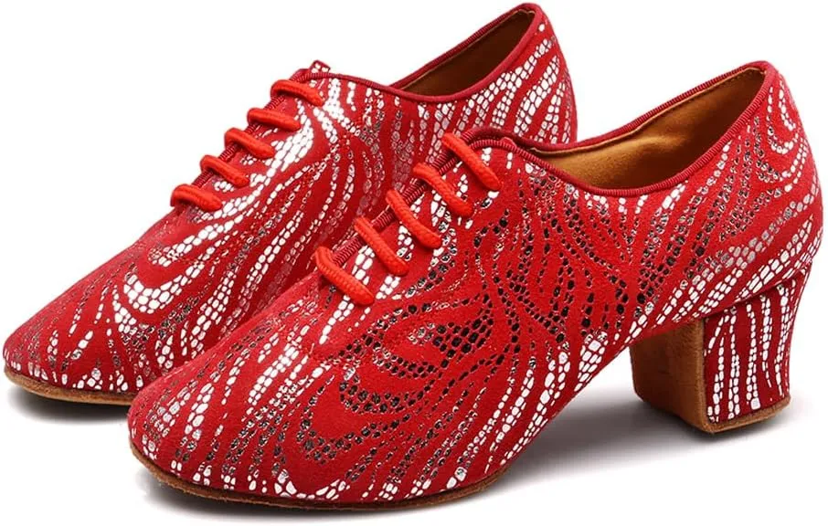 Women Latin Dance Shoes Ballroom Lace-up Practice Social Dance Modern Salsa Dancing Shoes