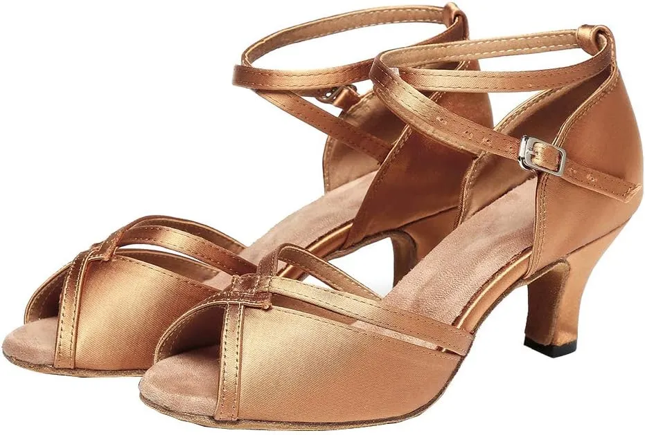 Women Latin Dance Shoes Ballroom Party Salsa Dance Practice Performance Shoes High Heel 805