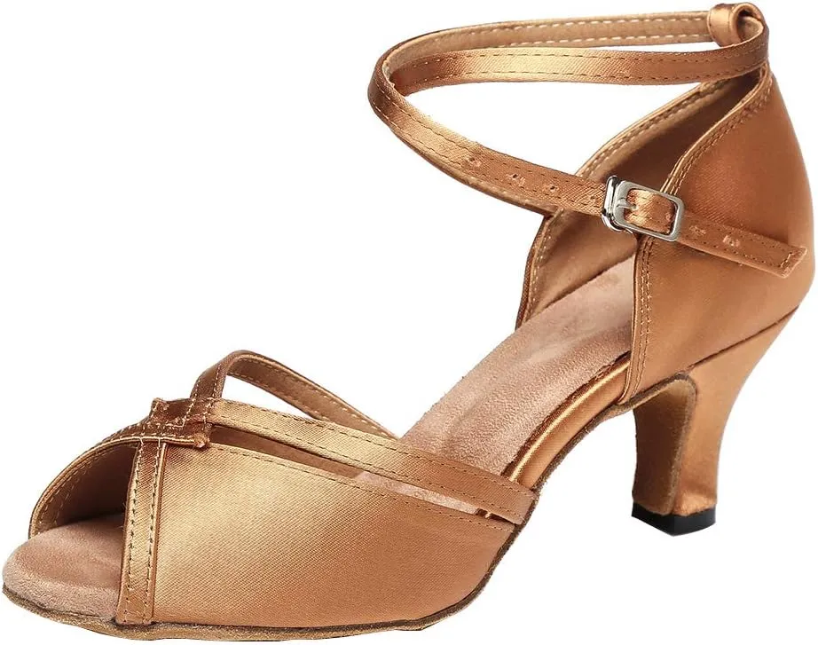 Women Latin Dance Shoes Ballroom Party Salsa Dance Practice Performance Shoes High Heel 805