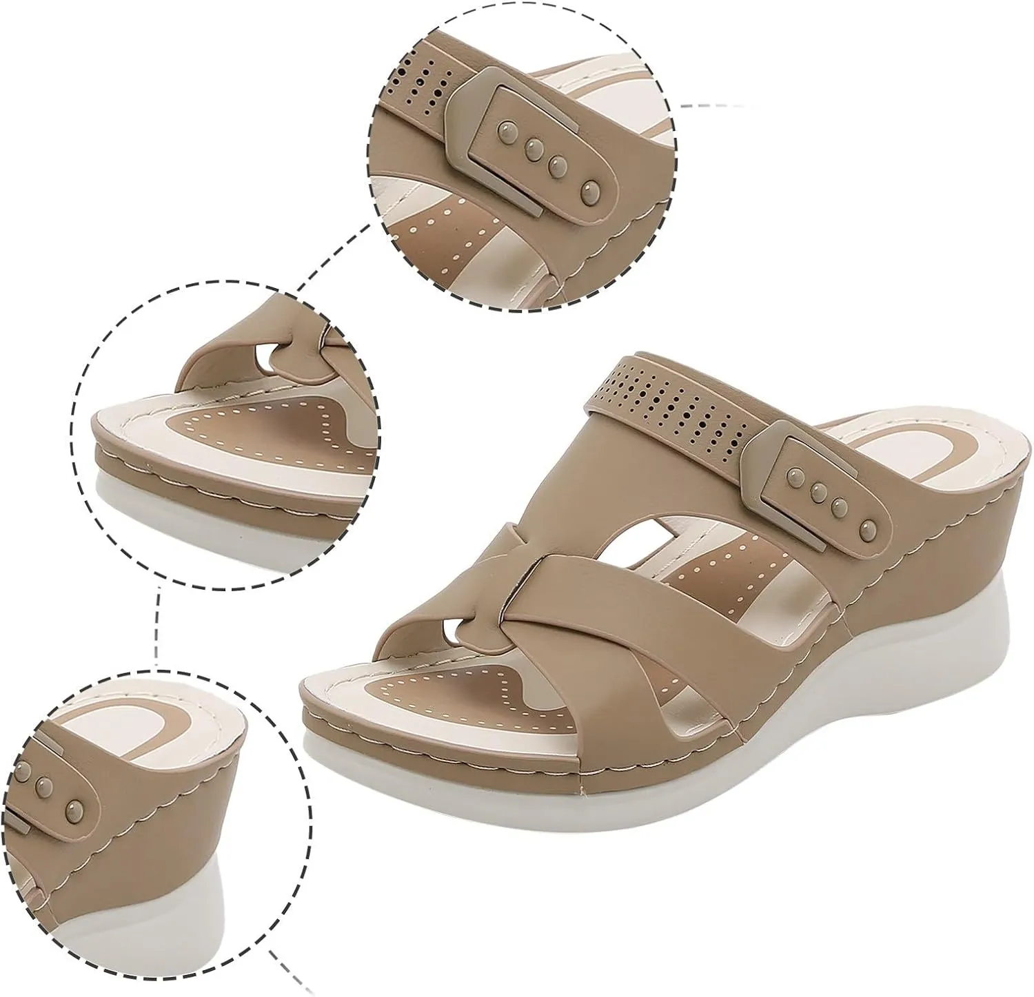 Women Orthopedic Wedge Sandals 2025 Summer Dressy Open Toe Platform Walking Sandals Comfortable Casual Slip on Beach Slippers