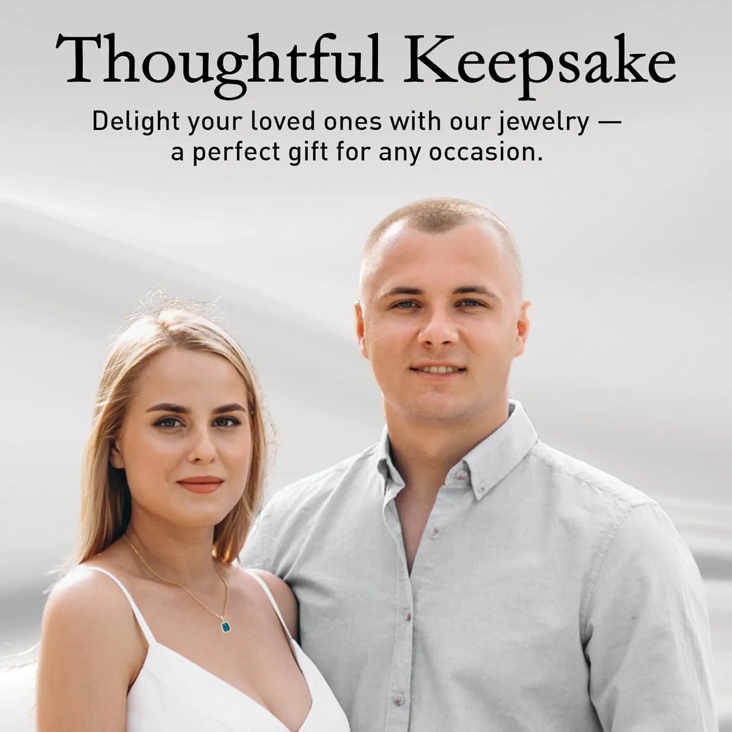 Womens 14k White/Yellow Gold Emerald Cut Sparkling Gemstone Necklace Hanging Choker Pendant Elegant Classic Luxury Beautiful Fine Jewelry Accessory for Female