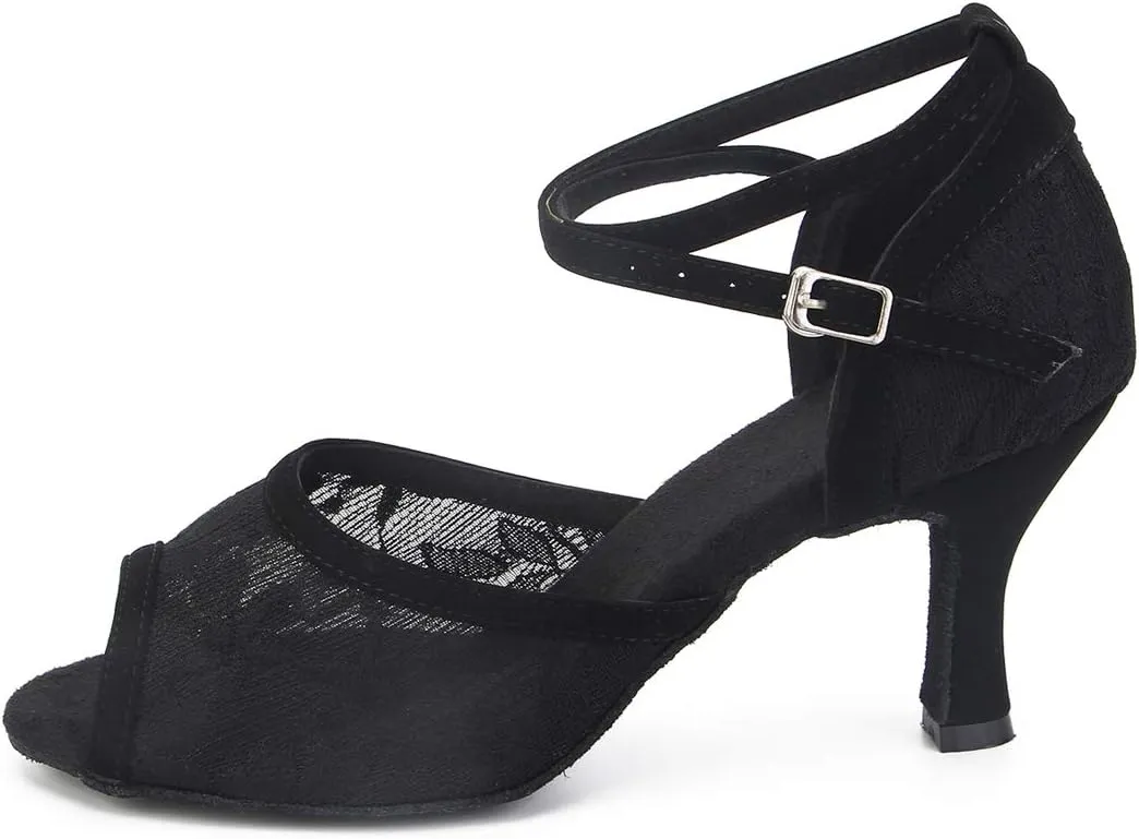 Women's 1920s Lace Party Wedding Shoes Practice Ballroom Dance Shoes