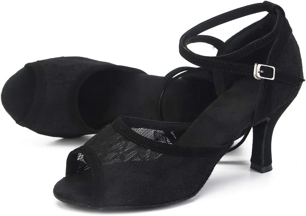 Women's 1920s Lace Party Wedding Shoes Practice Ballroom Dance Shoes