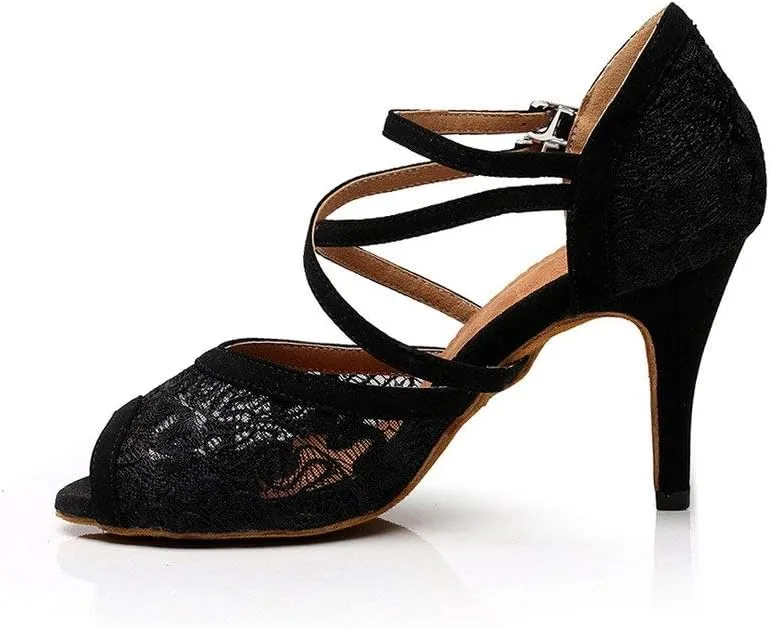 Women's 1920s Lace Party Wedding Shoes Practice Ballroom Dance Shoes