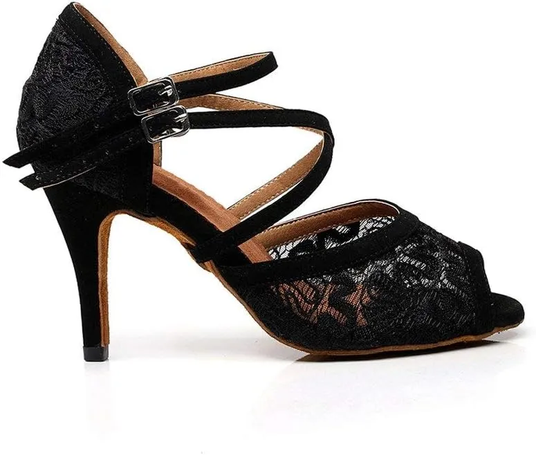 Women's 1920s Lace Party Wedding Shoes Practice Ballroom Dance Shoes