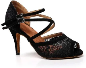 Women's 1920s Lace Party Wedding Shoes Practice Ballroom Dance Shoes