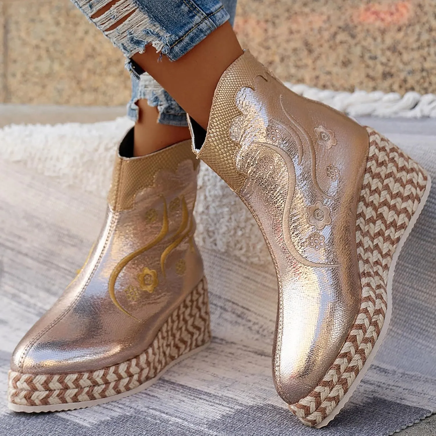 Women's Ankle Boots & Booties Botas Para Mujer Elegantes Festival Boots for Women Black Heeled Booties Womens Ankle Boots Low Heel Round toe Black Ankle Boots with Chunky Heels
