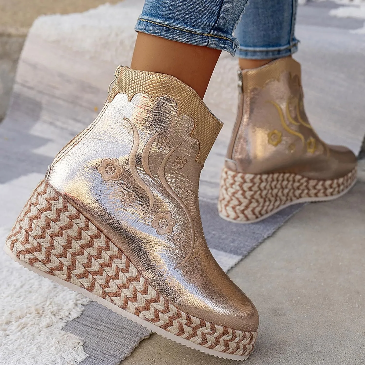 Women's Ankle Boots & Booties Botas Para Mujer Elegantes Festival Boots for Women Black Heeled Booties Womens Ankle Boots Low Heel Round toe Black Ankle Boots with Chunky Heels