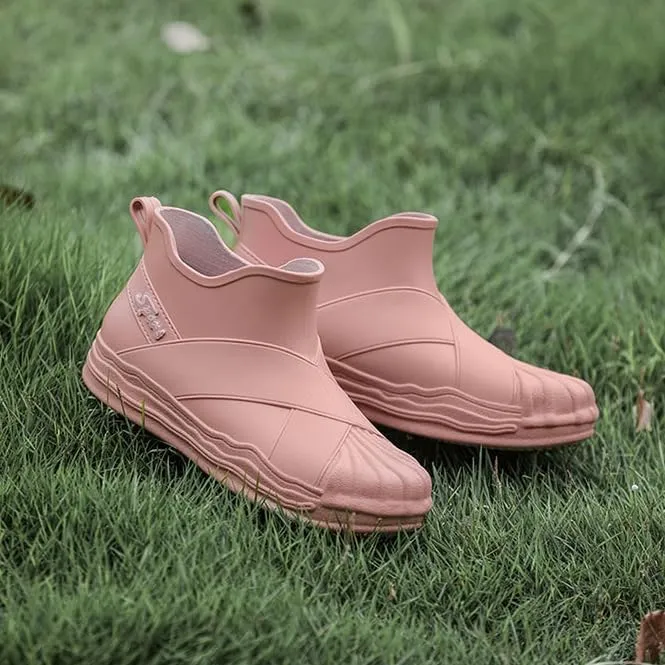 Women's Ankle Rain Boots Waterproof Cute Boots, Short Rain Boots for Women and Waterproof Garden Shoes for Outdoor Work (Pink,8.5)