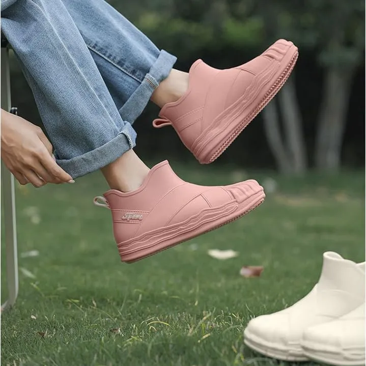 Women's Ankle Rain Boots Waterproof Cute Boots, Short Rain Boots for Women and Waterproof Garden Shoes for Outdoor Work (Pink,8.5)