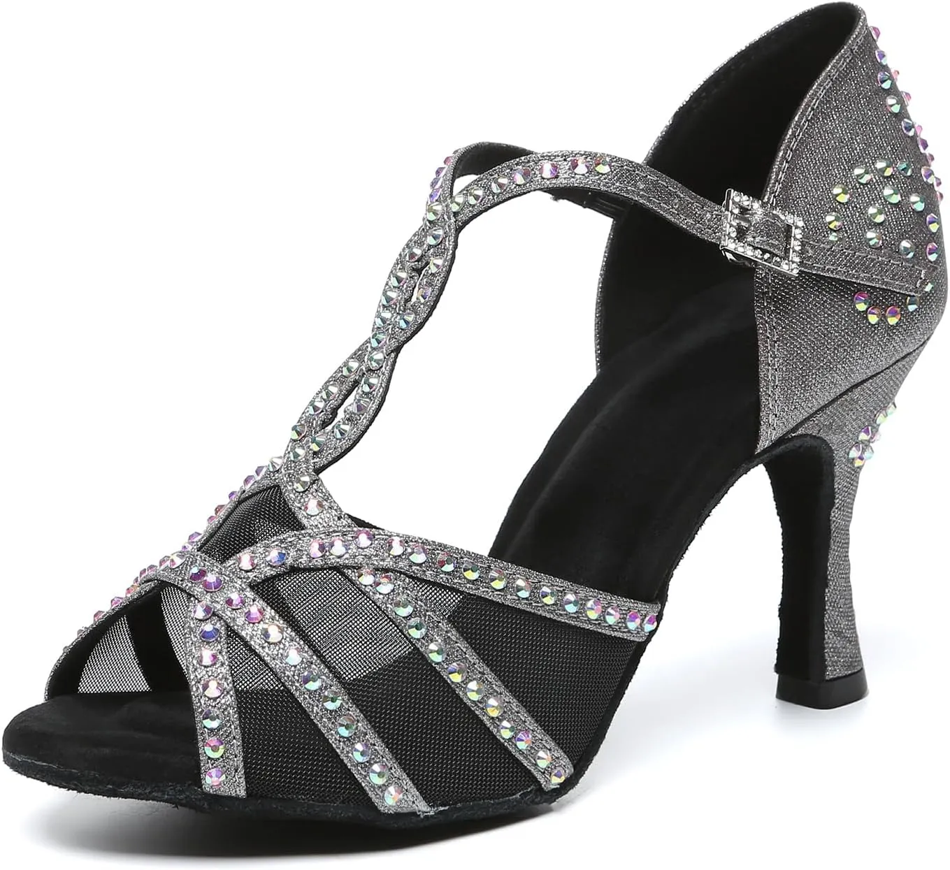Women's Ballroom Dance Shoes Peep Toe Latin Salsa Tango Rhinestone Dancing Shoes