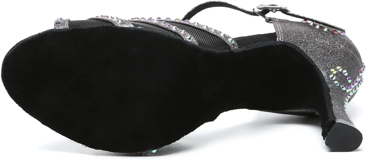 Women's Ballroom Dance Shoes Peep Toe Latin Salsa Tango Rhinestone Dancing Shoes