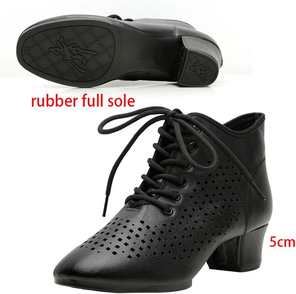 Women's Ballroom Shoes Non-Slip Rubber Sole Latin Dance Breathable Mesh Walking Dance Boots