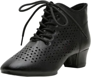 Women's Ballroom Shoes Non-Slip Rubber Sole Latin Dance Breathable Mesh Walking Dance Boots
