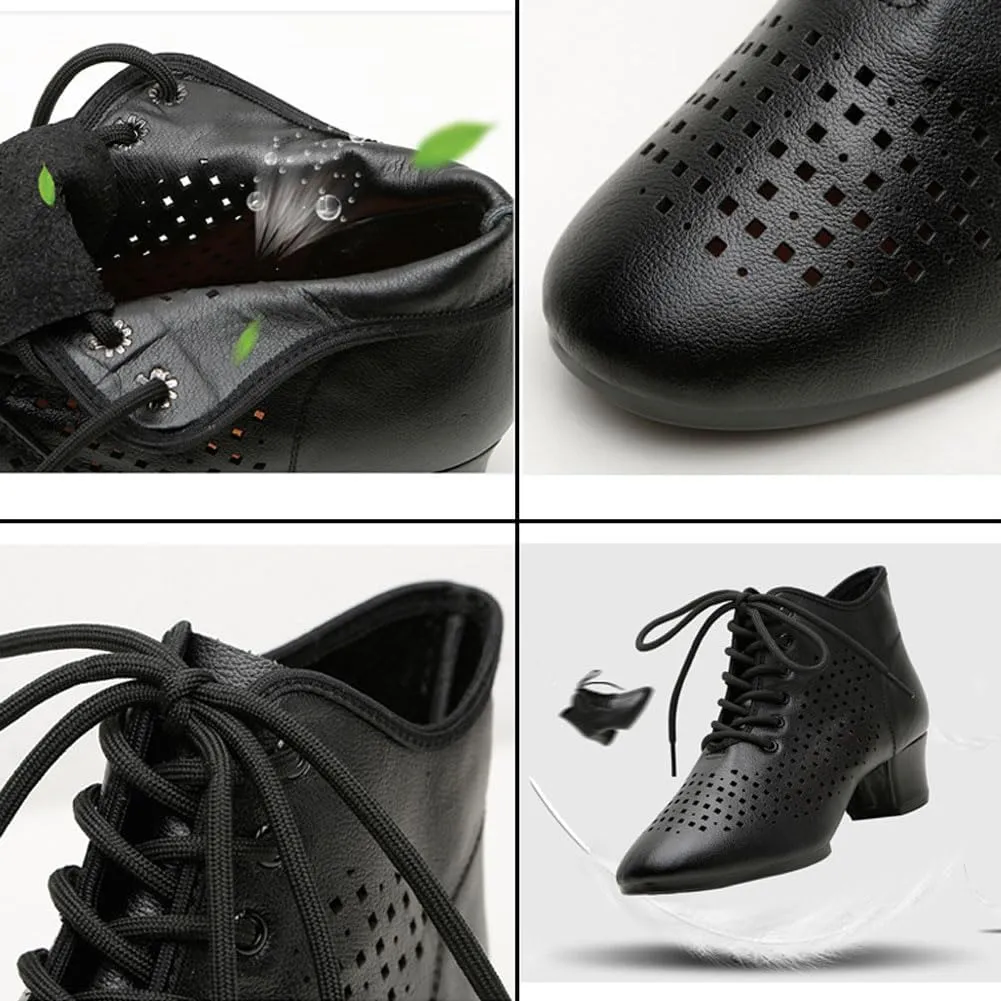 Women's Ballroom Shoes Non-Slip Rubber Sole Latin Dance Breathable Mesh Walking Dance Boots