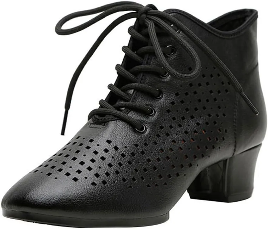 Women's Ballroom Shoes Non-Slip Rubber Sole Latin Dance Breathable Mesh Walking Dance Boots