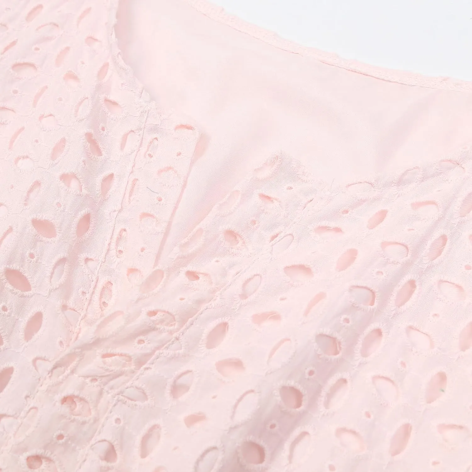 Womens Boho Summer Dresses 2025 Resort V Neck Short Sleeve Hollow Out Lace Ruffle Casual Beach Mini Vacation Dress