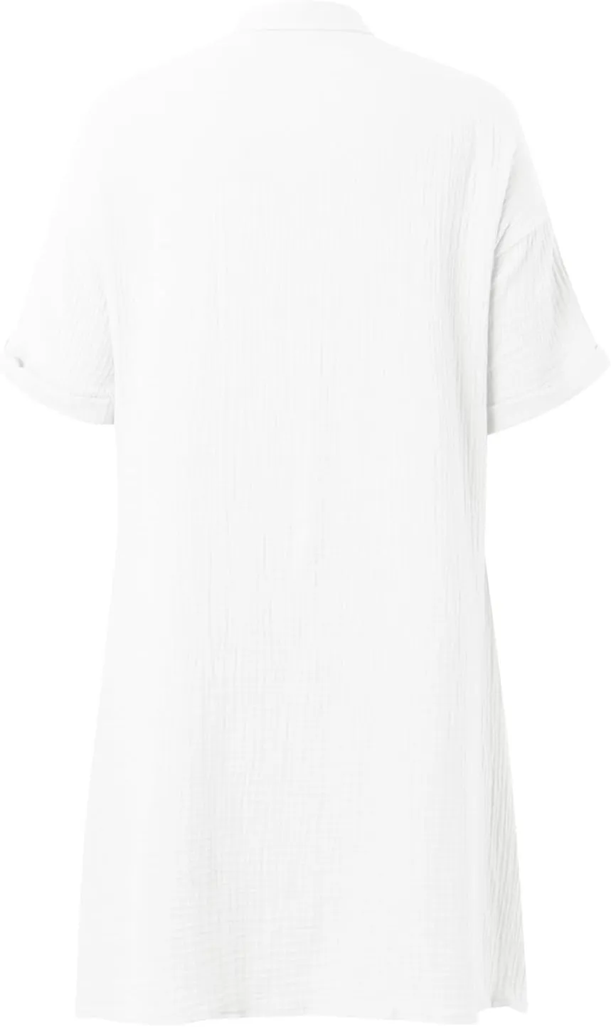 Womens Button Down Shirt Dress Summer Cotton Linen Dress V-Neck Mini Dress Casual Short Sleeve Loose Tunic Shift Dresses