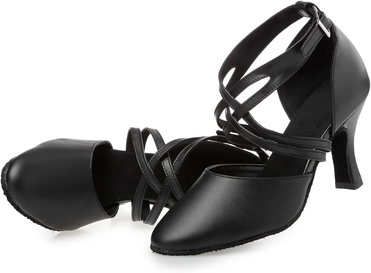 Women's Closed-Toe Ballroom Latin Party Wedding Performance Dance Shoes