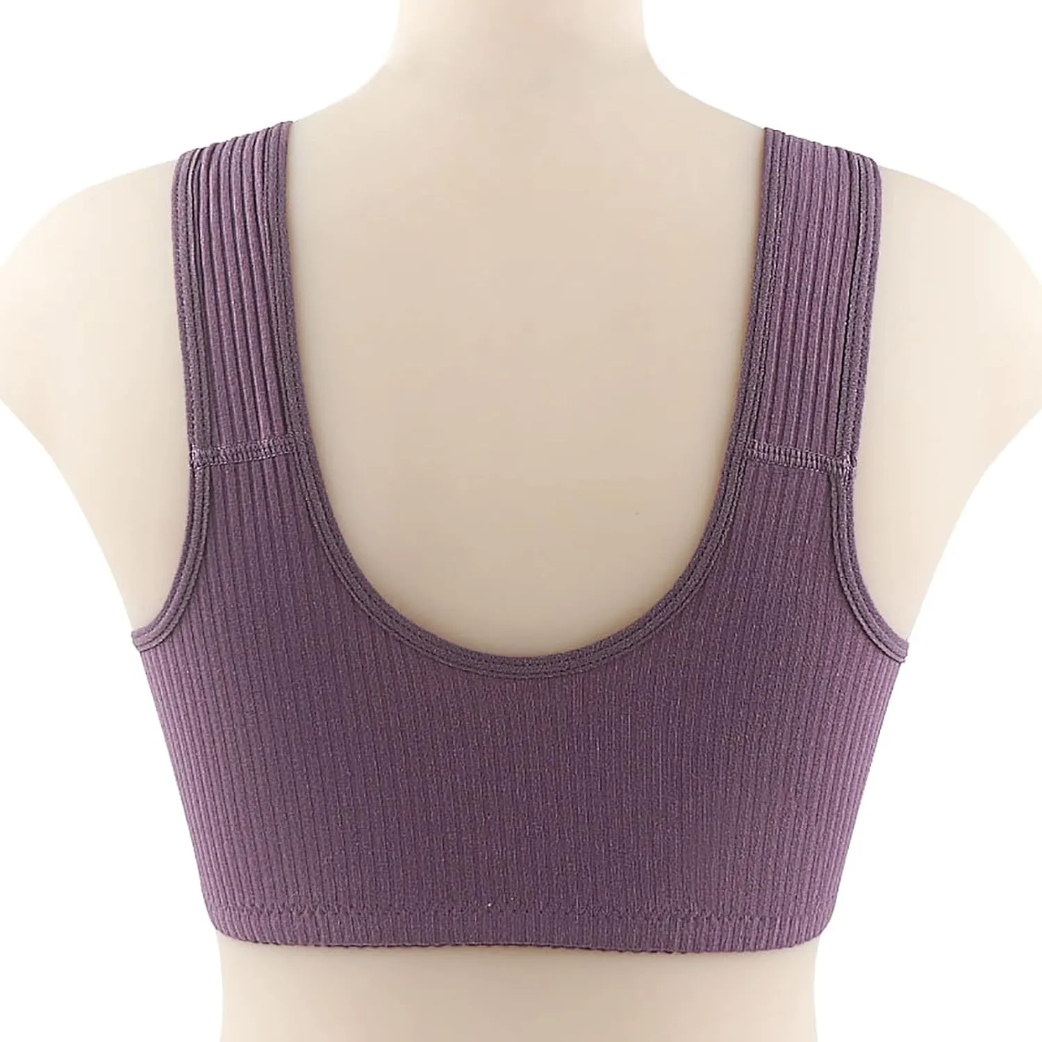 Women's Daisy Bra, Ribbed Everyday Cozy Bras, Women's Wire-Free Front Button Bra Back Full Coverage Comfort Easy Close Bras
