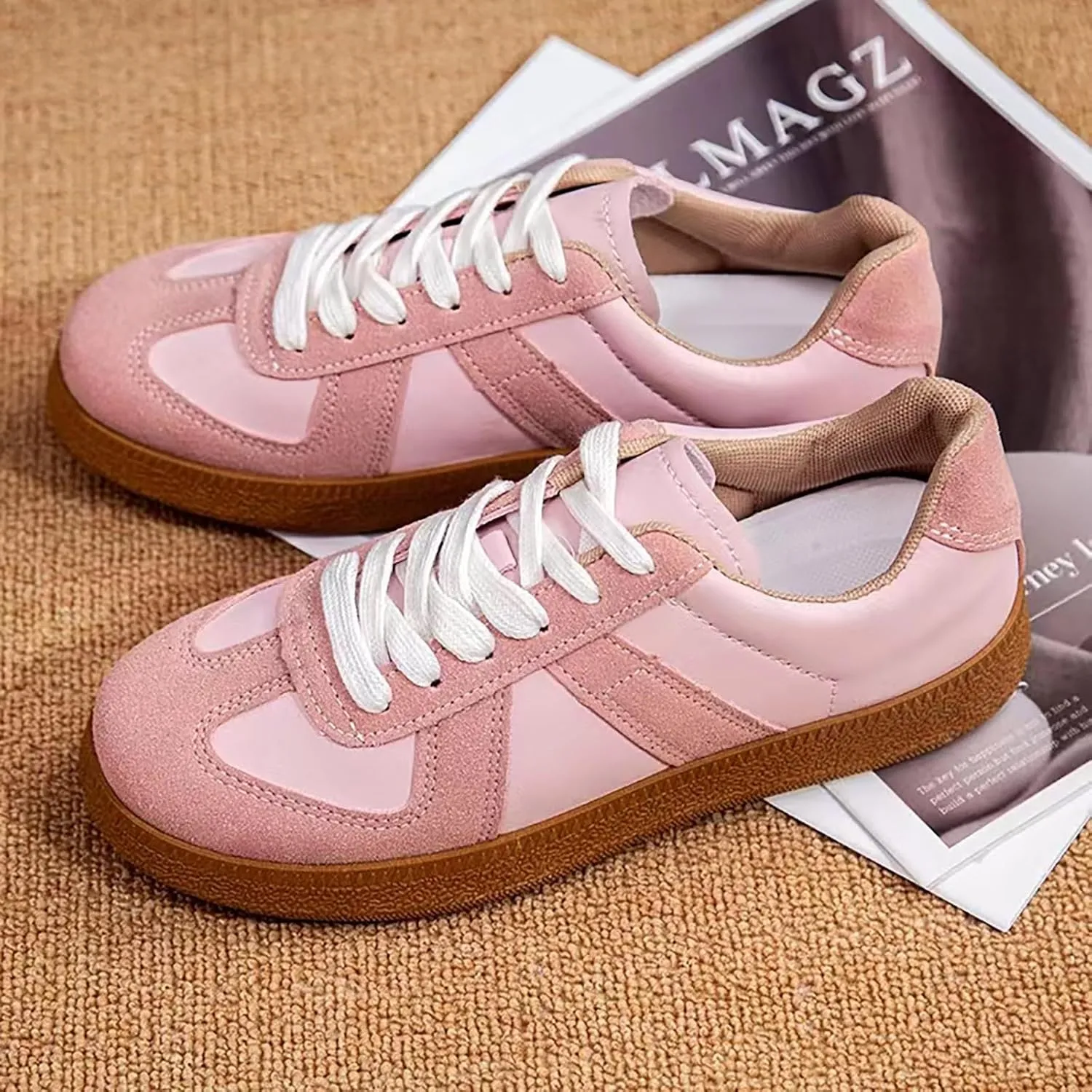 Women's Fashion Sneakers Comfortable Walking Shoes Lace-Up Non Slip Sneakers Arch Support Slip On Shoes Casual Shoes
