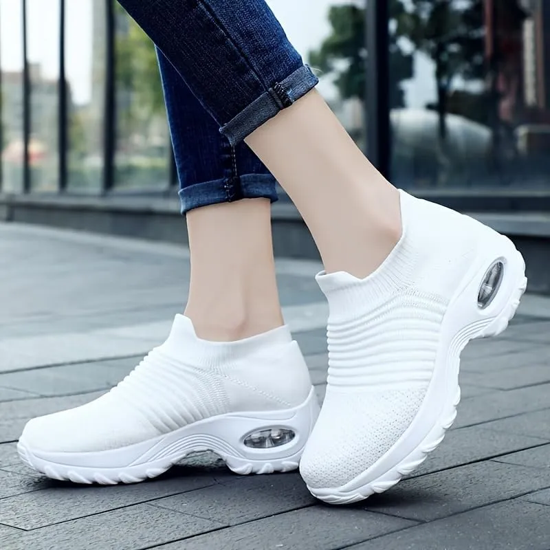 Women's Fashion Sneakers Lightweight Knit Slip on Shoes Breathable Running Shoes