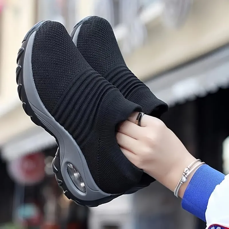 Women's Fashion Sneakers Lightweight Knit Slip on Shoes Breathable Running Shoes