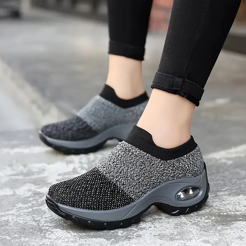 Women's Fashion Sneakers Lightweight Knit Slip on Shoes Breathable Running Shoes