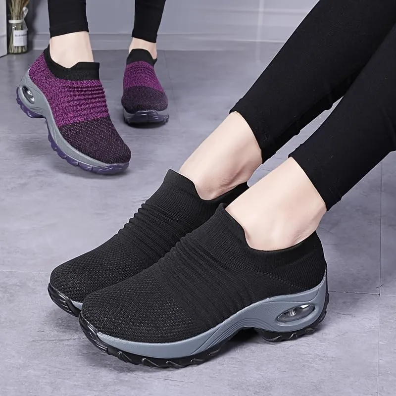 Women's Fashion Sneakers Lightweight Knit Slip on Shoes Breathable Running Shoes