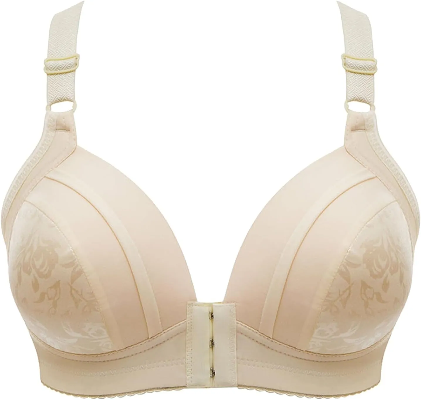 Women's Front Button Signature Lace Unlined Wireless Bra Comfortable Easy Close Sports Bras for Women B to C Cup