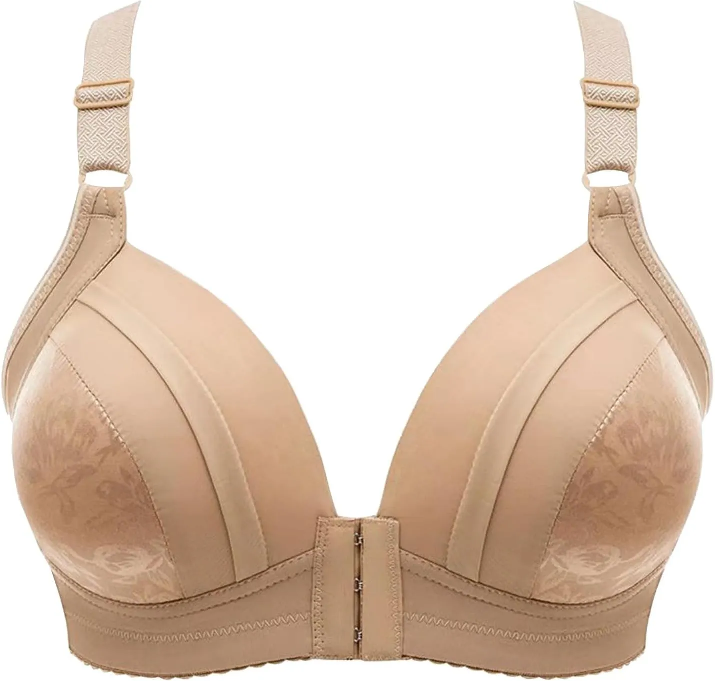 Women's Front Button Signature Lace Unlined Wireless Bra Comfortable Easy Close Sports Bras for Women B to C Cup