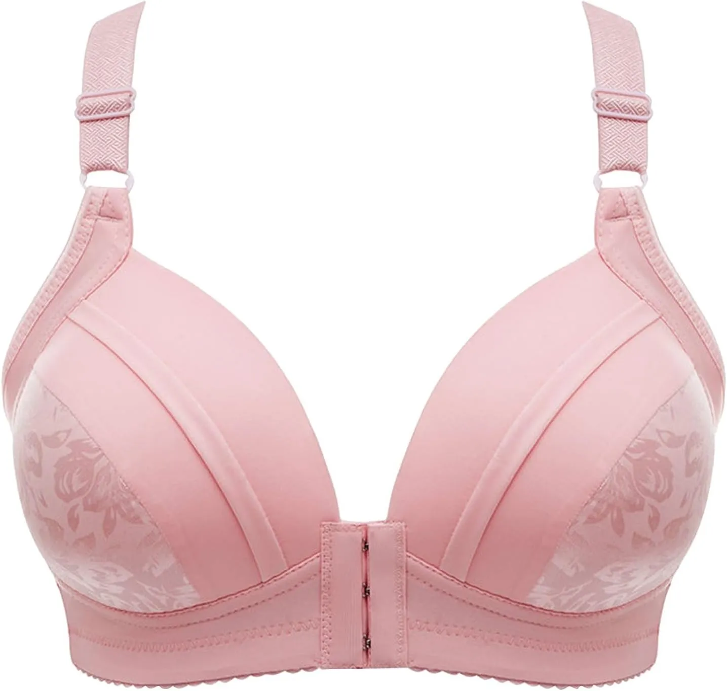 Women's Front Button Signature Lace Unlined Wireless Bra Comfortable Easy Close Sports Bras for Women B to C Cup