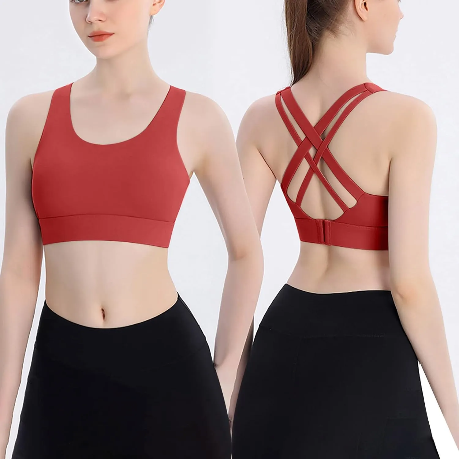 Women's Invisibles Seamless Push Up Bra Criss Cross Beauty Back Wirefree Running Sports Bralette High Support Underwear
