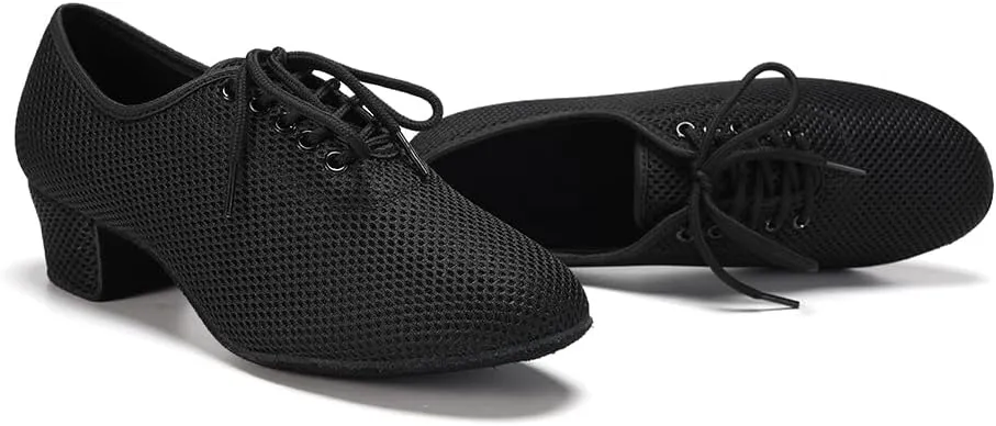 Women's Lace-up Ballroom Dance Practice Shoes Closed Toe Latin Professional Dance Teaching Shoes