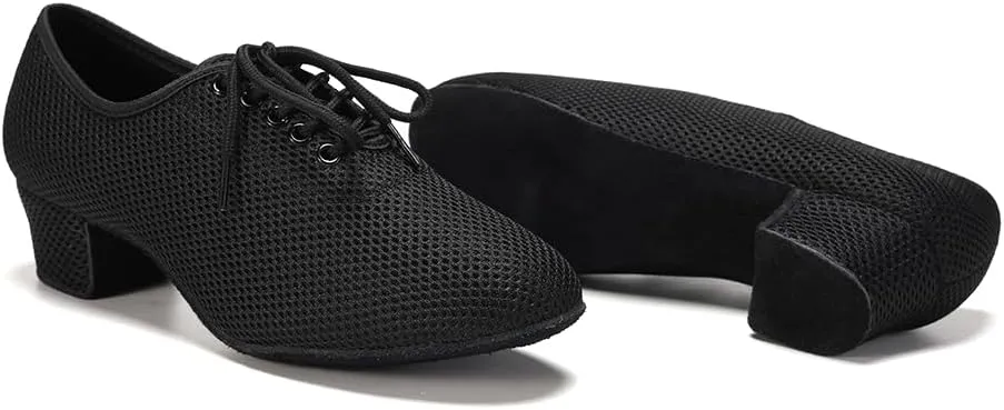 Women's Lace-up Ballroom Dance Practice Shoes Closed Toe Latin Professional Dance Teaching Shoes