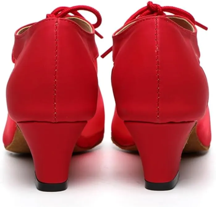 Women's Lace-up Breathable Mesh Open Toe Ballroom Tango Samba Party Wedding Practice Dance Shoes