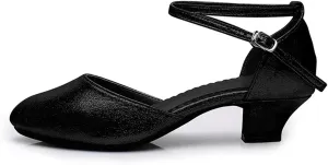 Women's Latin Dance Shoes Performance Ballroom Standard Adult Low Mid-Heeled Soft Thick Sole Closed Toe Modern Dancing Shoes