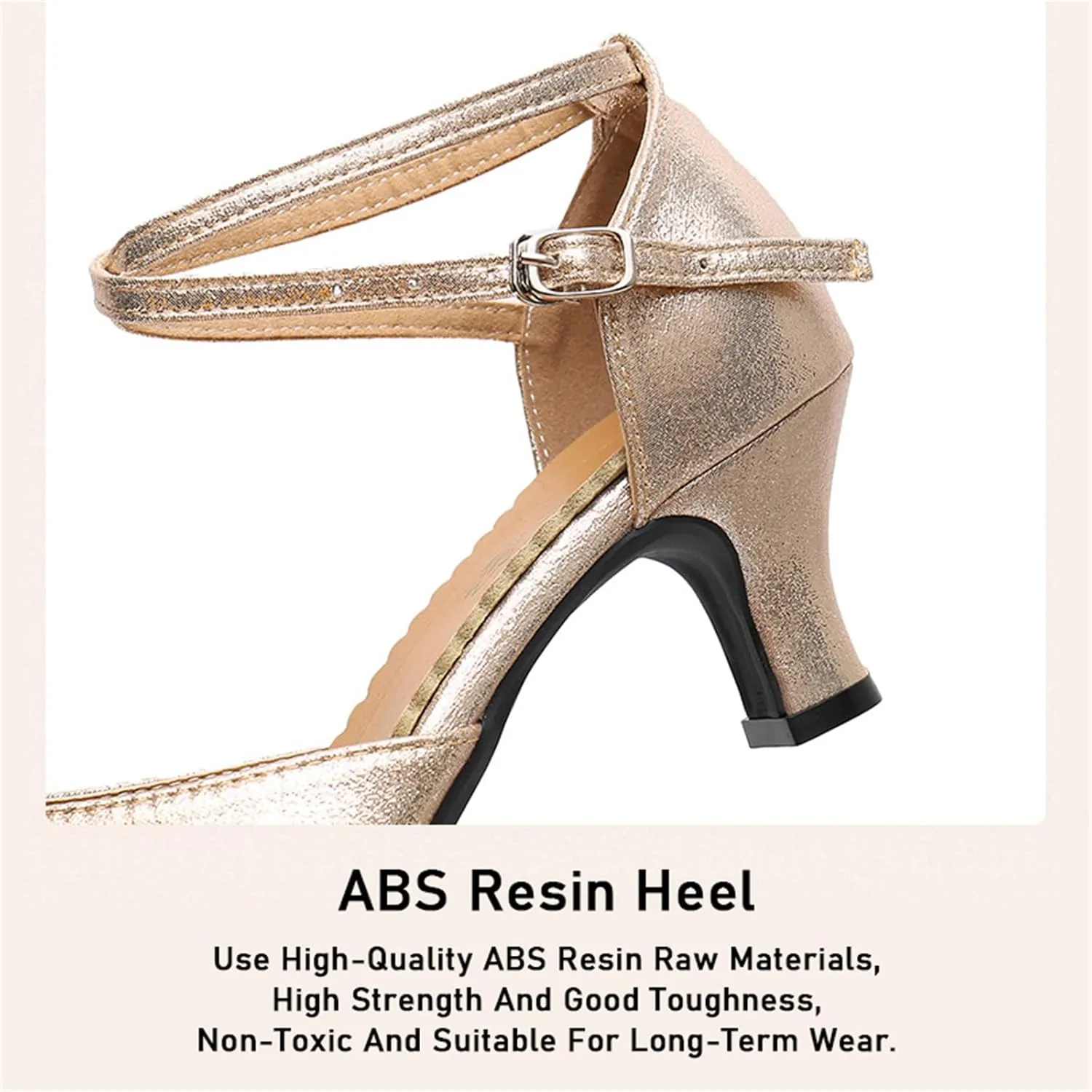 Women's Latin Dance Shoes Performance Ballroom Standard Adult Low Mid-Heeled Soft Thick Sole Closed Toe Modern Dancing Shoes