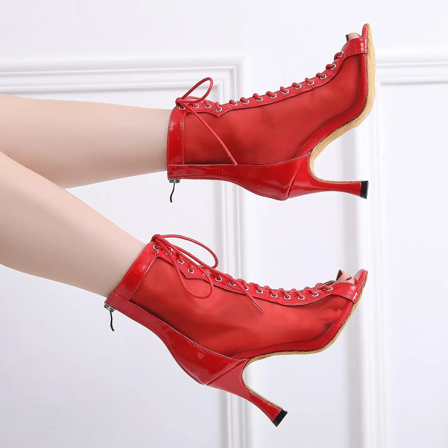 Womens Latin Dance Shoes Performance Professional Ballroom Salsa Dancing Shoes Wedding Party Boots Practice Boots
