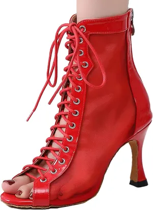 Womens Latin Dance Shoes Performance Professional Ballroom Salsa Dancing Shoes Wedding Party Boots Practice Boots